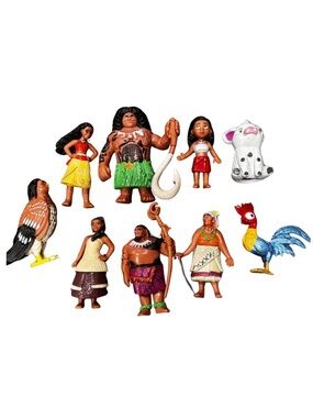 Moana Figures Lot of 9 PVC‎ Maui Gramma Tala Chief Sina Pua Hei Hei